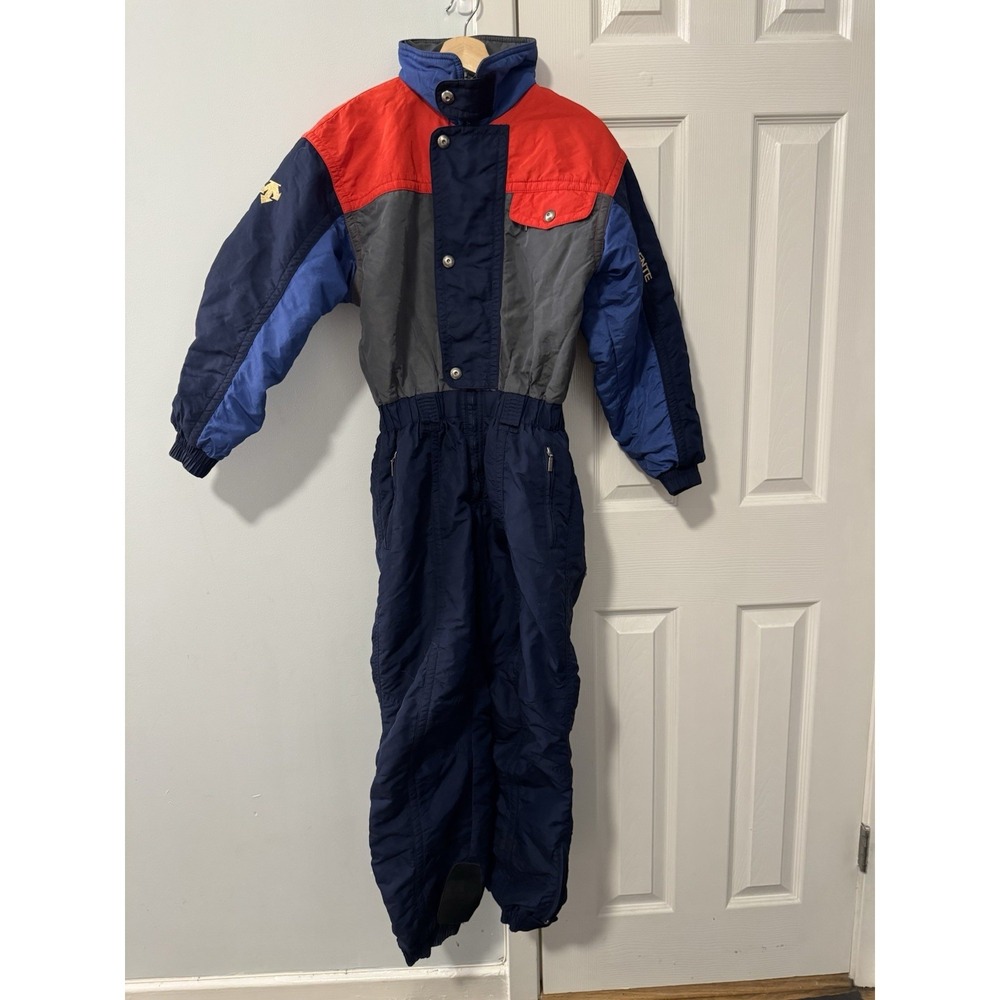 Descente Ski Suit Youth Sz 150 Cm/59 Inches Vintage 80s Colorblock French Slope